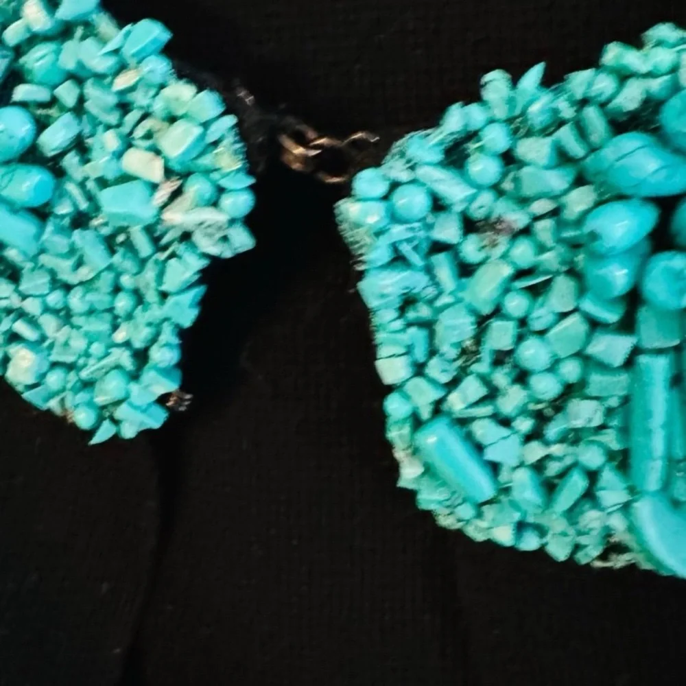 Moschino Cardigan embroidered with genuine Turquoise stones sz 10 Made in Italy - Picture 4 of 11